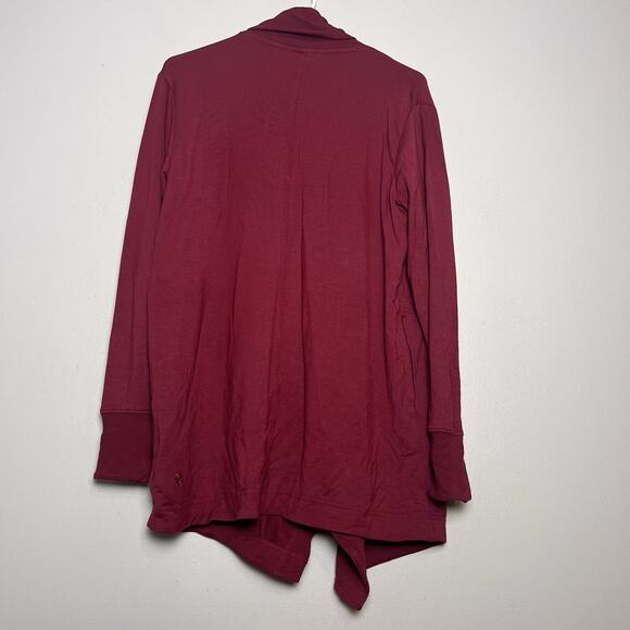 Athleta Women's Open Front Cardigan Pocket Long Sz S Burgundy Layering Comfy - Picture 11 of 13